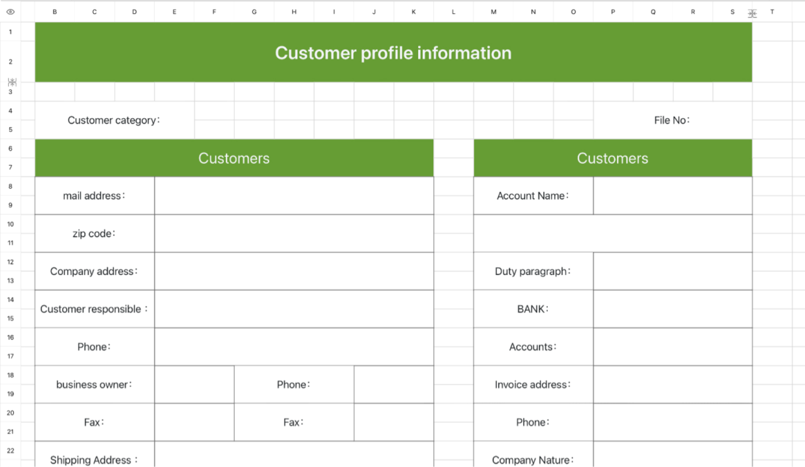 Customer profile information